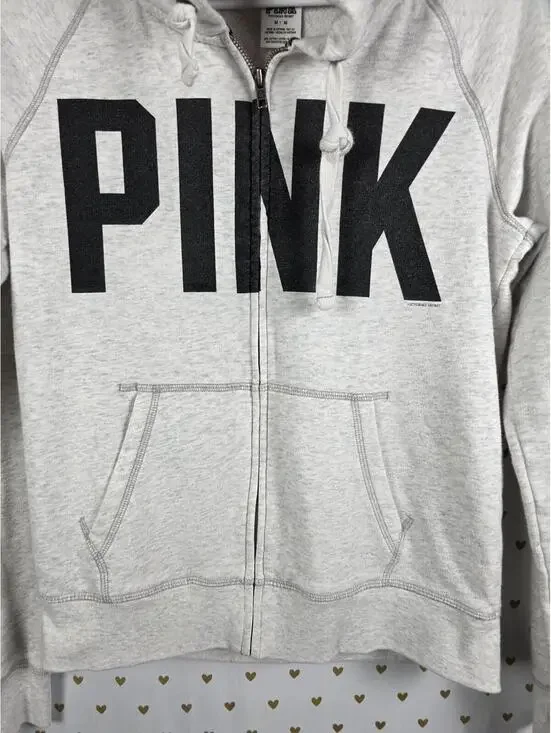 Victorias Secret Pink NYC Bling Statue Of Liberty New Yorg Full zip Hoodie Med - Picture 3 of 6
